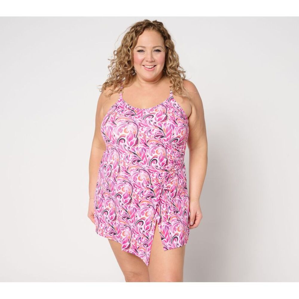 Susan Graver Women's Swimsuit Sz 14 Soleil Ruched Swim Multi-colored A685284